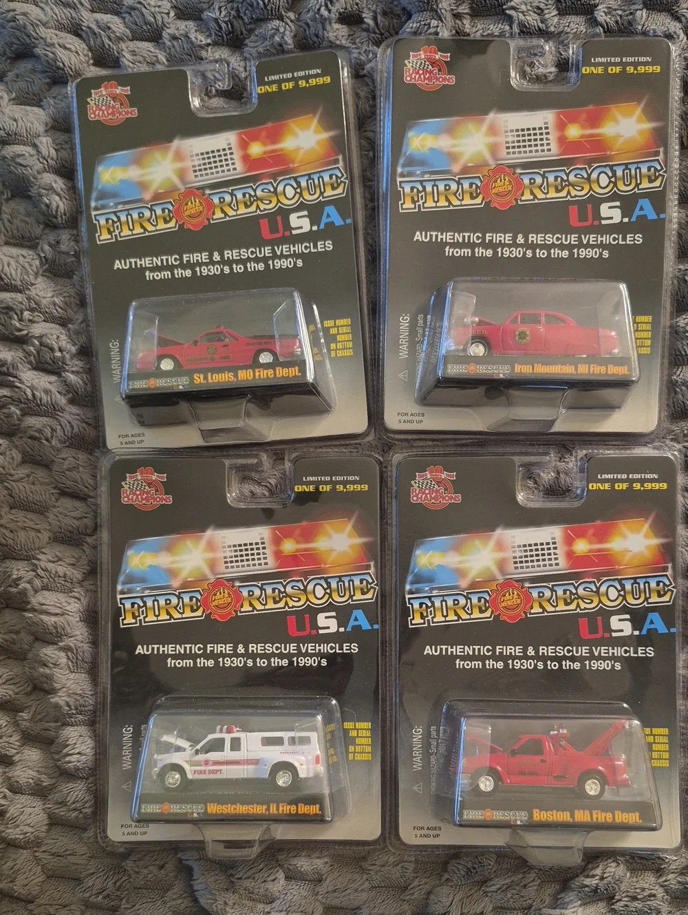 New  Fire Rescue Usa  Die-Cast Lot Of 4. One Of 9,999. Ford F150, Chevel Camino